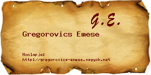 Gregorovics Emese névjegykártya